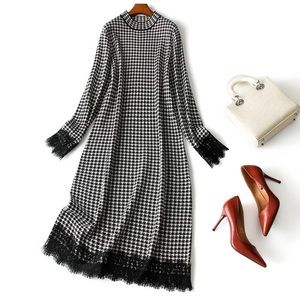 Women autumn winter sweater dress lace dresse 2020